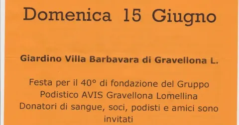 40° Anniversario - Gruppo Podistico AVIS Gravellona