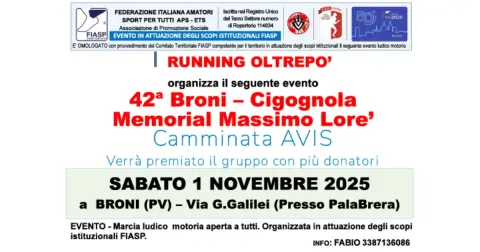 42a Broni – Cigognola, Memorial Massimo Lore’ | Camminata AVIS