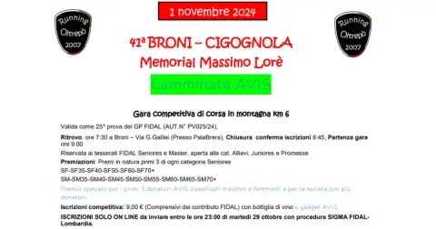 41a Broni – Cigognola, Memorial Massimo Lore’ | Camminata AVIS